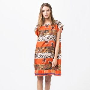 La Prestic Ouiston's Loki Dress Orange Kiss Kiss Print, Sz 1/ US S